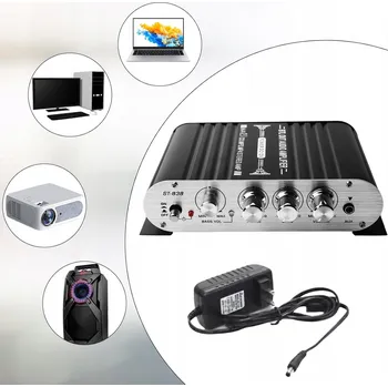 Hi-Fi komponenty MINI HIFI STEREO ZESILOVAČ ST-838 20W x 2 + 40W HLINÍKOVÉ POUZDRO AUX RCA VSTUPY