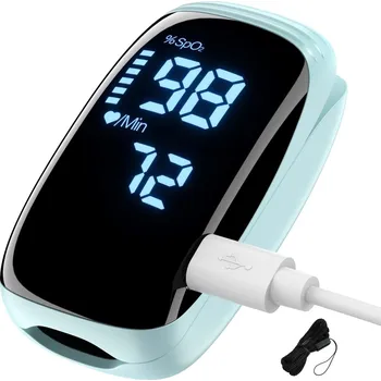 Zabezpečení domácnosti Pulzní Oxymetr Na Prst s USB-C LED Displejem pro Sport a Domácí Použití - Měření Tepu a SpO2