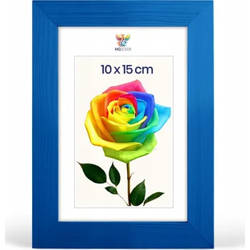 Obraz Rámeček na fotografie A6 10 x 15 cm, modrý, z přírodního dřeva