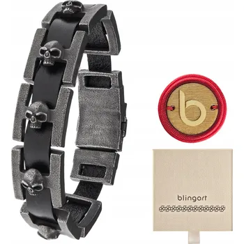 Náramek Pánský náramek kožený nastavitelný lebky