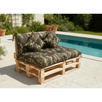 Polštář Polstr CARLOS SET color 98 khaki, sedák 120x80 cm, opěrka 120x40 cm, 2x polštáře 30x30 cm, paletové prošívané sezení Mybesthome