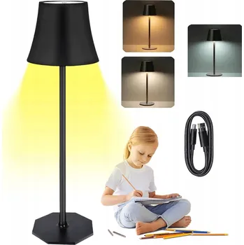 Lampička DOTYKOWA LAMPA STOŁOWA S NASTAVITELNOU JASNOSTÍ A 3 BARVAMI SVĚTLA, IDEÁLNÍ DO KAVÁRNY