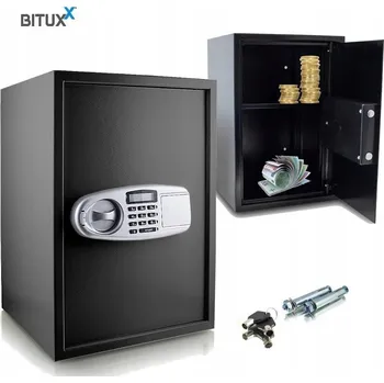 Trezor Ocelový trezor Bituxx s elektronickým zámkem, černý, 53 l, 1 police