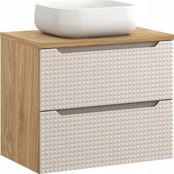 Koupelnový nábytek Závěsná koupelnová skříňka béžová 70 cm s deskou a umyvadlem