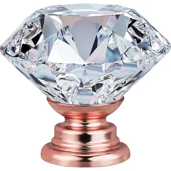 Nábytkové kování KŘIŠŤÁLOVÁ NÁBYTKOVÁ ÚCHYTKA BRILIANT 30mm RŮŽOVÉ ZLATO