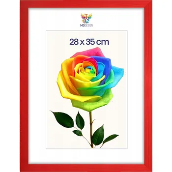 Obraz Rámeček na fotografie 28 x 35 cm, červený, z přírodního dřeva