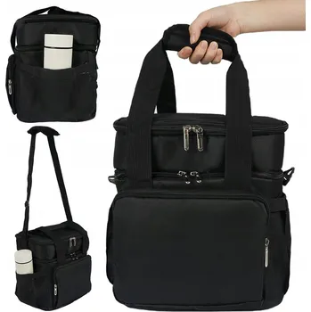 Černá Termo Taška Dvouvrstvá Izolovaná Taška Přes Rameno Vodotěsná