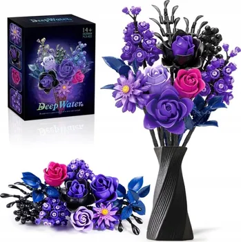 ostatní stavebnice FIALOVÉ RŮŽE KYTICE KVĚTIN STAVEBNICE K SESTAVENÍ DÁREK VALENTÝN