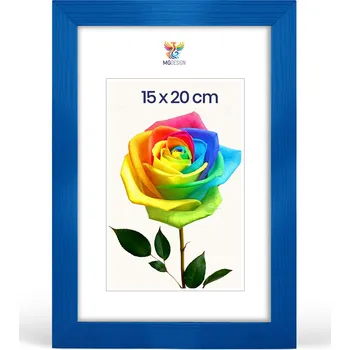 Obraz Rámeček na fotografie 15 x 20 cm, modrý, z přírodního dřeva