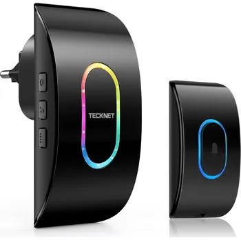 Domovní zvonek TECKNET BEZDRÁTOVÝ ZVONEK KE DVEŘÍM IP65 400M 60 MELODIÍ RGB ČERNÝ