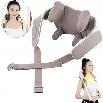 Masážní přístroj Masážní přístroj se 6 silikonovými hlavicemi, Masážní Přístroj na krk, 2 režimy masáže, hnědo-béžový