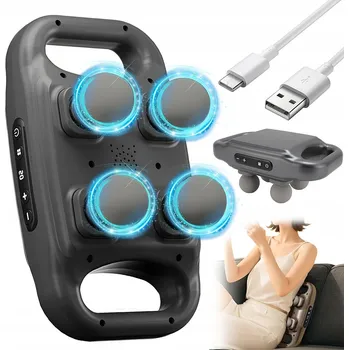 PISTOLET DO MASAŻU 4 GŁOWICE PRO HLUBOKÉ TKÁNĚ, UVOLNĚNÍ ZAD, KRKU, 6 REŽIMŮ