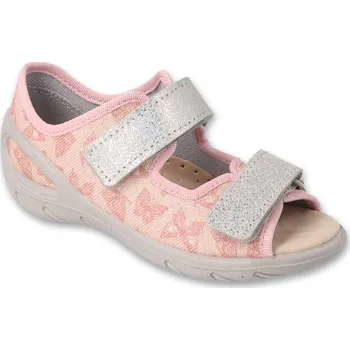 Dívčí sandály Bačkory papuče sandálky Befado Sunny 063X014 063P014 růžovostříbrné s koženou stélkou velikost: 24