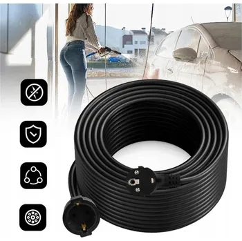 Napájecí kabel PRODLUŽOVACÍ KABEL PVC 30M ČERNÝ 3×0,75MM² ZESÍLENÁ IZOLACE MAX 3680W