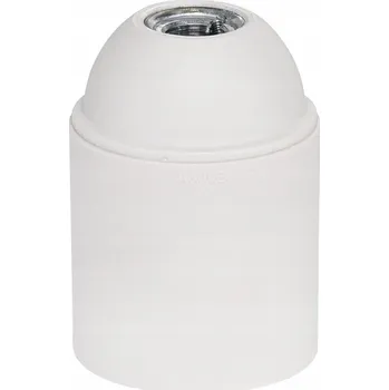 Objímka na žárovku Objímka E27 šroubovací HLADKÁ patice žárovky termoplastická bílá