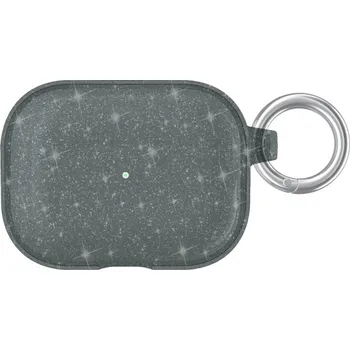 Pouzdro na mobilní telefon Transparentní třpytivý obal s karabinou pro AirPods Pro - šedý
