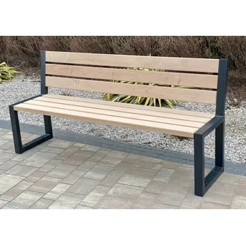 Zahradní lavice dřevěná zahradní lavice z masivního dřeva Commodus 180 s opěradlem a područkou natural Ratan