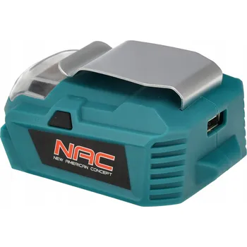 USB ADAPTÉR PRO NABÍJEČKU AKUMULÁTORŮ, TĚLO NAC, LED LAMPA, KLIP NA PÁSEK