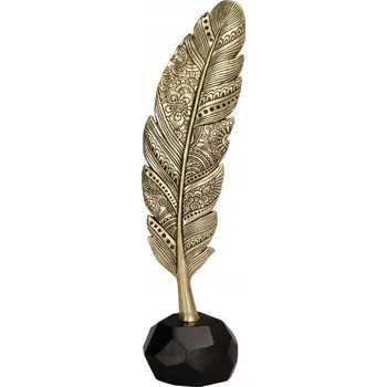 Obraz Zlatá dekorace Pírko - Elegance a Styl ve Vašem Interiéru Figurka