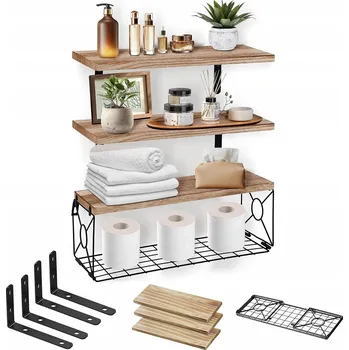 police DŘEVĚNÁ ZÁVĚSNÁ POLICE DO KUCHYNĚ 3 KS DÁREK MODERNÍ DESIGN