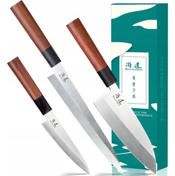 Kuchyňský nůž SHANGDAO Sada Japonských Kuchyňských Nožů 3 Kusy Ocel Dřevo