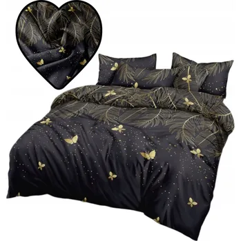 Povlečení Povlečení 160x200 SATÉN BAVLNA ŽLUTÉ MOTÝLI