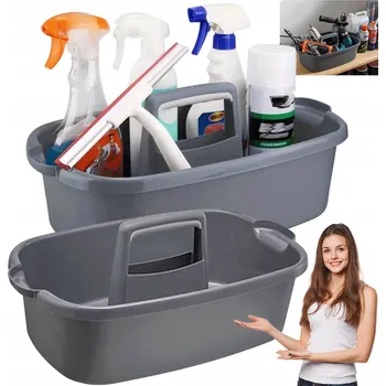 Úložný box PLASTOVÝ ORGANIZÉR S RUKOJETÍ PRO SKLADOVÁNÍ ŠEDÝ ÚLOŽNÝ BOX 2 KUSY