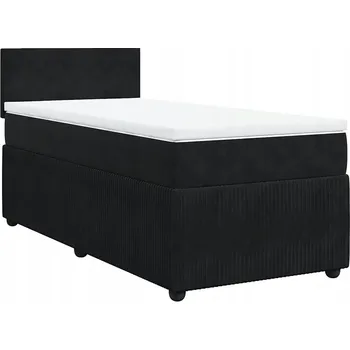 Postel Kontinentální postel černá 200x100x100,5 cm s matrací a topperem