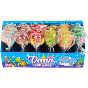 Bonbon Lízátko želé OCEAN 18 g - Jelly Pop (balení 30 ks) - VÝPRODEJ !!! DMT: 7/2024 (želé lízátko MOŘE - OCEÁN - / balení 30 ks)