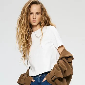 Reserved - Tričko s límečkem - krémová - 247HT-01X - 247HT-01X-L