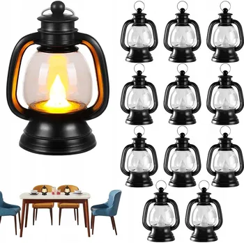 Obraz 12 KUSŮ RETRO LED LUCERNY PRO VÁNOČNÍ DEKORACE ČERNÉ NA HALLOWEEN