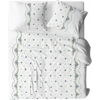 Povlečení Krepové povlečení 140x200 Bordiura modrá knoflíky 100% bavlna hrubá