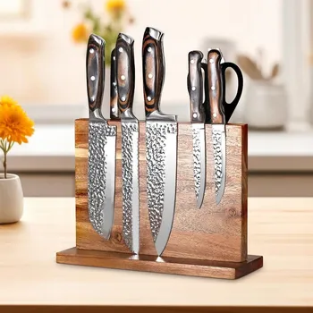 Stojan na nože MAGNETISCH DŘEVĚNÝ BLOK NA NOŽE MAGNETICKÝ STOJAN NA KUCHYŇSKÉ NOŽE