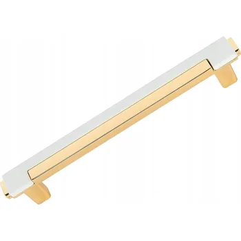 Nábytkové kování Moderní nábytková úchytka 96 mm bílo-zlatá lesklá Nábytková úchytka zlatá