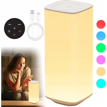 Lampička NOČNÍ LED LAMPA S DÁLKOVÝM OVLÁDÁNÍM A ČASOVAČEM 1/2/3H 3000 MAH 5 ÚROVNÍ 6 BAREV