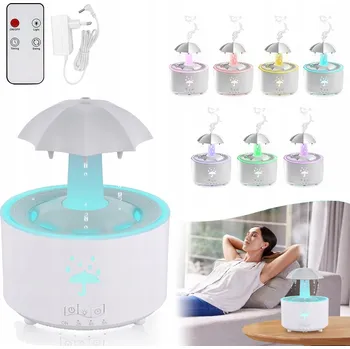 Zvlhčovač vzduchu Zvlhčovač vzduchu s efektem deště, rotace kapek, 300 ml, bílý, s dálkovým ovládáním