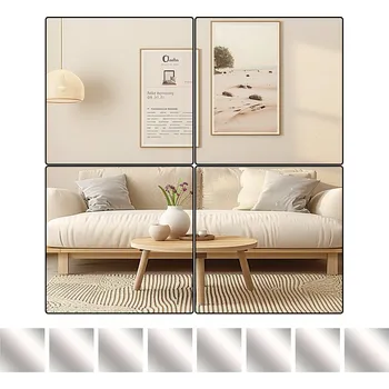 Zrcadlo 12 KS SAMOLEPICÍ AKRYLOVÉ ZRCADLO 20X20CM BEZPEČNÉ SNADNÁ MONTÁŽ