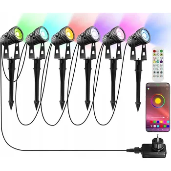 6 LED Zahradní RGBW Reflektory s Bluetooth, APP, Časovačem IP65 12V 20W