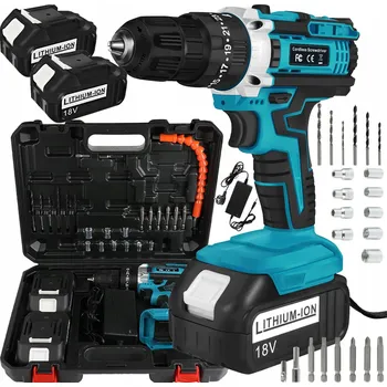 AKU VRTAČKA ELEKTRICKÝ 2X BATERIE SADA NÁSTRČNÝCH KLÍČŮ NABÍJEČKA ŠROUBOVÁK 18V