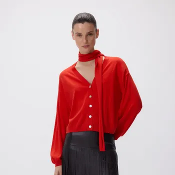 Dámský svetr Reserved - Svetr se šálem - červená - 139JP-33X - 139JP-33X-M