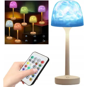 Lampička BEZPRZEWODOWA LAMPA STOLNÍ LAMPA S PROJEKTOREM VLN A ODNÍMATELNÝM STÍNIDLEM
