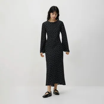Dámské šaty Reserved - Maxi šaty s puntíky - černý - 465IM-99X - 465IM-99X-M