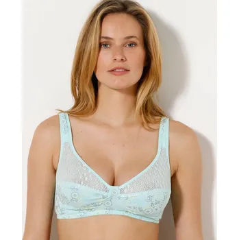 Podprsenka Polovyztužená podprsenka Coria z bavlny s krajkou, bez kostic bledě modrá 80A