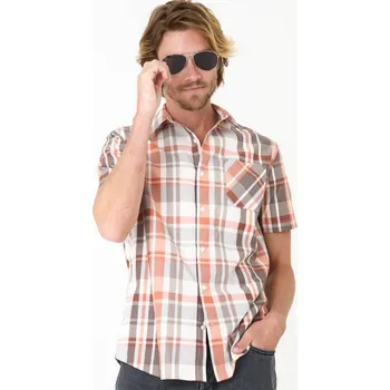 Kostkovaná košile s krátkými rukávy, s motivem velké kostky béžová/oranžová 39/40