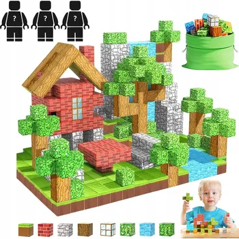 ostatní stavebnice MAGNETICKÉ STAVEBNICE 100 KS + 3 POSTAVIČKY DÁREK! 2CM SILNÉ MAGNETY BEZPEČNÉ