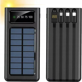 Powerbanka Solární Powerbanka s LED Displejem 20000 mAh Lightning Type-C Micro USB