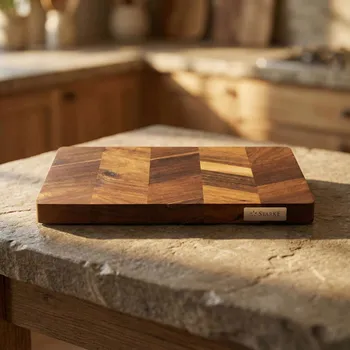 Kuchyňské prkénko Akáciová krájecí a servírovací deska s nožičkami STARKE PRO 39,5 x 28 x 3 cm