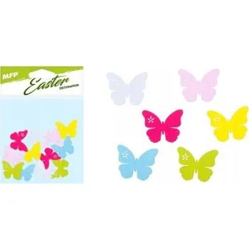 Velikonoční dekorace DŘEVĚNÉ DEKORACE Velikonoce MOTÝLCI 3CM 12 KS MIX BAREV MFP