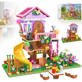 ostatní stavebnice ZESTAW BUDOWLANY DOMEK NA STROMĚ S OSVĚTLENÍM HRAČKA