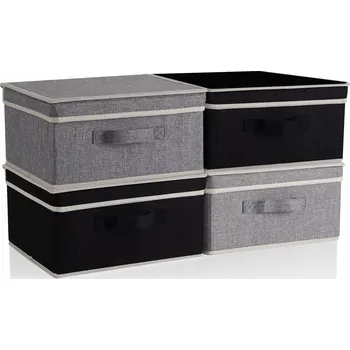 Úložný box BRILLIANTJO Skládací Úložný Koš Černý Šedý 33.5x31.75x17.5 cm